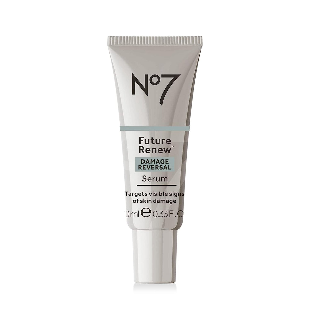 No7 Future Renew serum bottle close-up highlighting hydrating formula for glowing skin