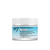 No7 HydraLuminous+ whipped day cream jar closeup delivering deep hydration for daily use