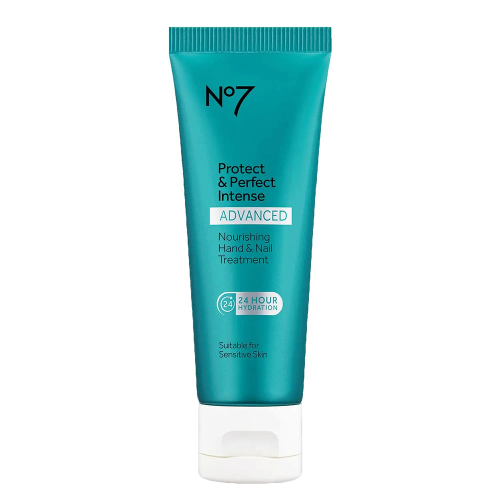 No7 Protect & Perfect, bouteille, hydratation rapide pour mains sèches.
