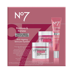 Sérum visage double action No7 Restore & Renew pour les signes du vieillissement.