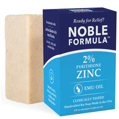 Noble Formula barre savon zinc 2% pour visage, corps et cuir chevelu, nettoyage efficace.