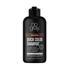 Shampooing No Gray brun foncé affichant une couleur naturelle.