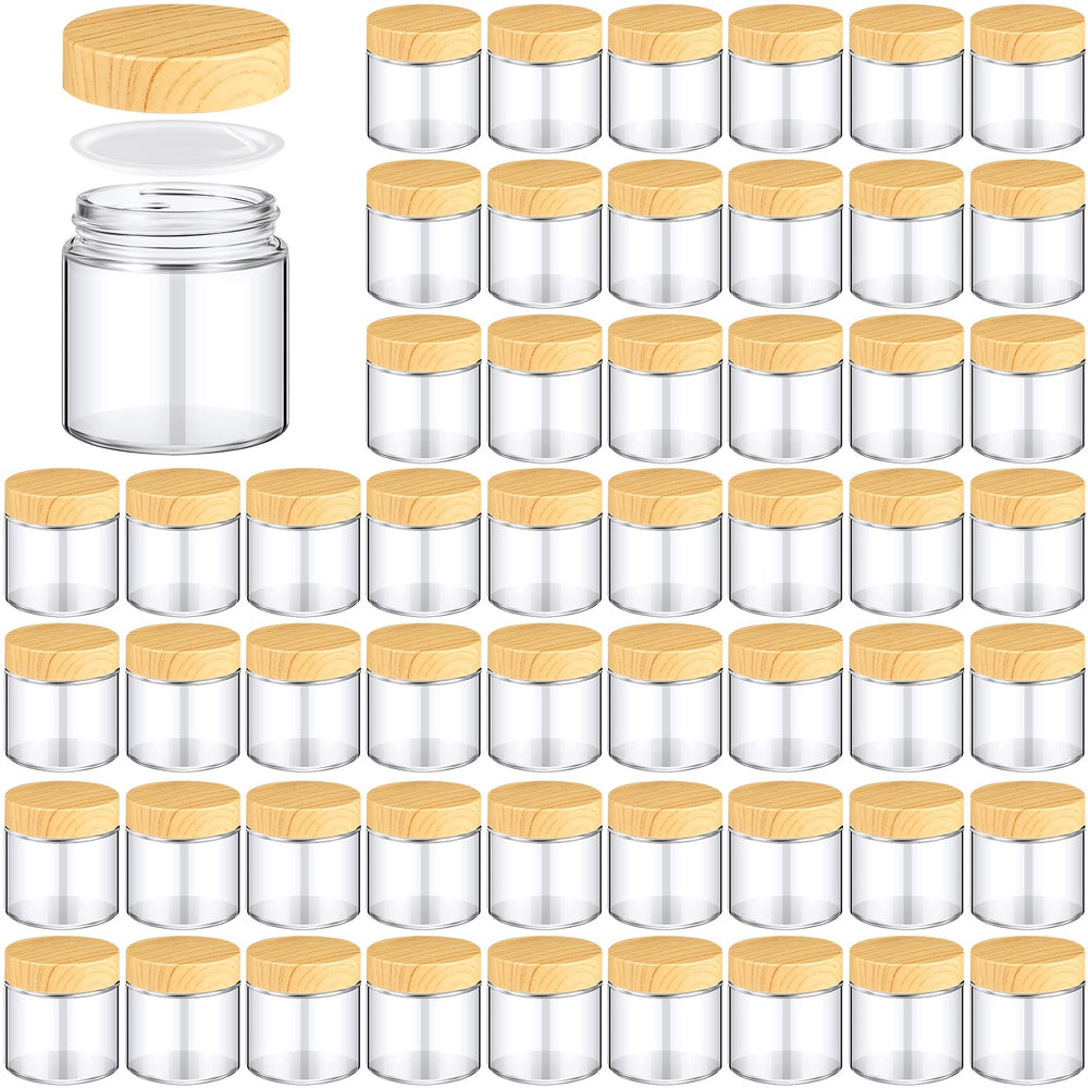 Norme pot verre 120 ml avec couvercle bois-grain, rangement cosmétique compact.