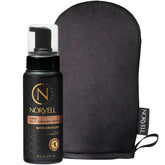 Mousse bronzante Norvell Dark 8oz sur peau, couleur naturelle et durable.