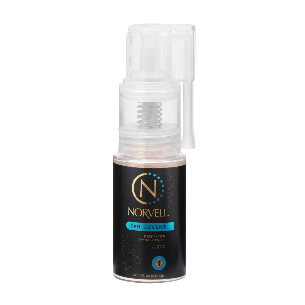 Norvell Tan-Lucent poudre sèche en flacon, absorbe l’humidité et évite les traces.