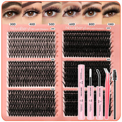 NovaBeryl kit-clusters-cils: contenu complet pour extensions DIY à domicile.