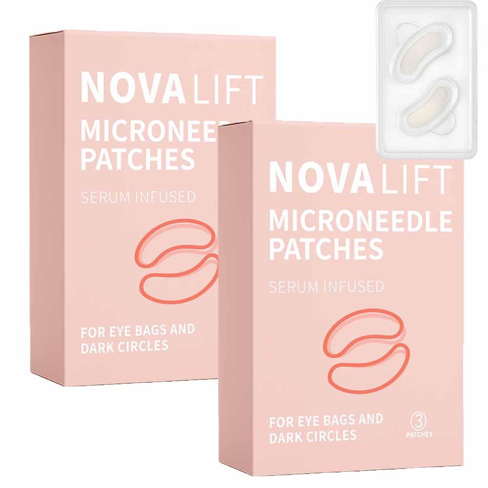 NOVALIFT MicroGlow Eye Patches - emballage élégant et pratique, hydratation ciblée autour des yeux.