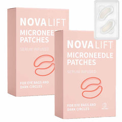 NOVALIFT MicroGlow Eye Patches - emballage élégant et pratique, hydratation ciblée autour des yeux.