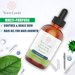 Nova Lucia huile vitamine E – application visage précise, douceur et éclat doux.