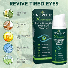 NOVEHA Demodex Gel – ingrédient huile-arbre-a-the dans le gel apaise les paupières irritées.