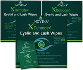 NOVEHA lingettes Demodex Yeux, boîte 60, hygiène oculaire pratique à domicile et en voyage.