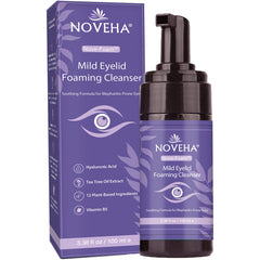NOVEHA nettoyant yeux et paupières en mousse, lavande et arbre à thé pour hydratation douce