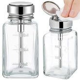 Bouteilles Noverlife en verre clair avec pompe, dosage précis pour dissolvant.
