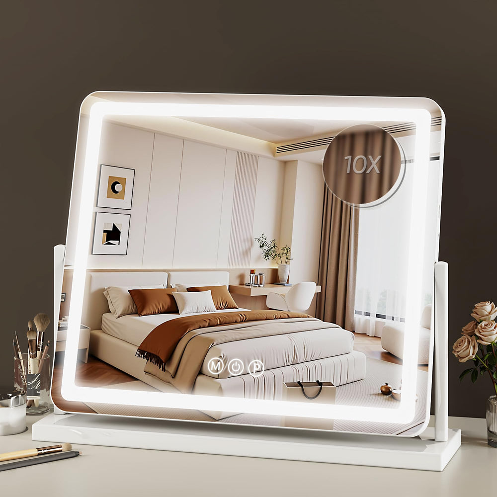 Miroir Novlux Vanity avec lumière style hollywoodienne et surface 24x20 pour un maquillage précis.