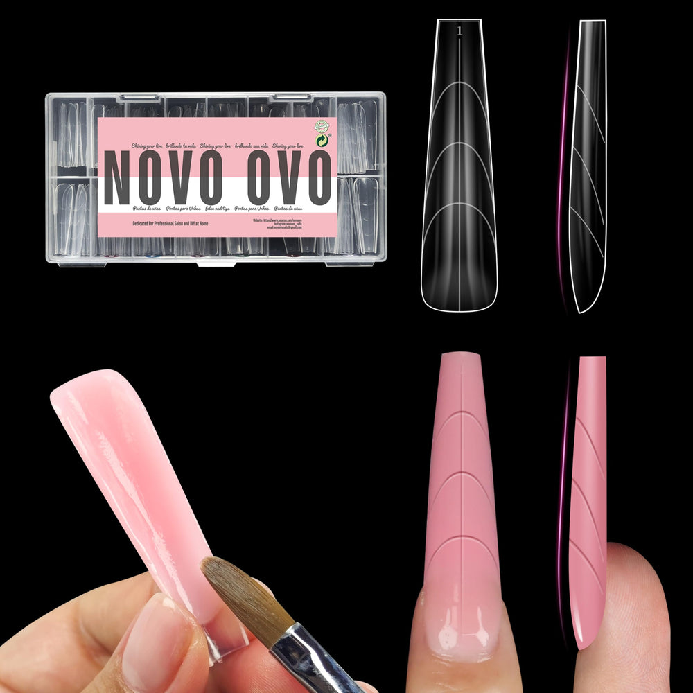 NOVO OVO formes-duales-tapered-carre-naturel, pose précise sur ongles plats