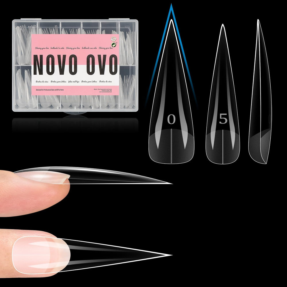 NOVO OVO onglets-tip-stiletto naturel XXL pour une manucure rapide et chic