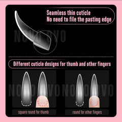 NOVO OVO ongles stiletto XXL courbe amande pour une finition nette.