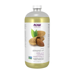 NOW Foods huile d'amande douce en bouteille pure et sans parfum pour hydratation.