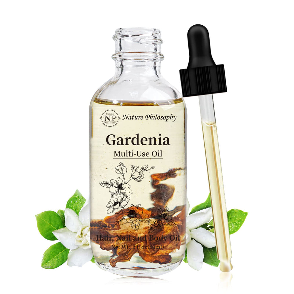 NP NATURES PHILOSOPHY Huile Gardenia: bouteille avec dropper pour hydrater durablement la peau.