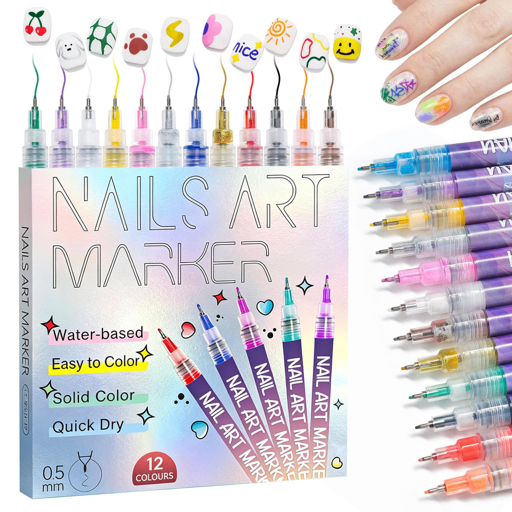 NPYXBR stylo art ongles ensemble 12 couleurs pour designs éclatants