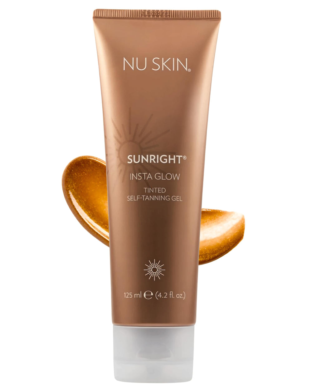Flacon Nu Skin Sunright Insta Glow Gel prêt à l’emploi pour bronzer en douceur.