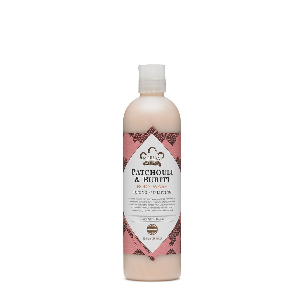 Nubian Heritage Patchouli gel douche en bouteille, parfum enveloppant