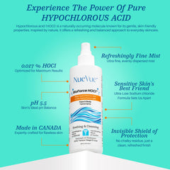 NueVue BioForce HOCl — usage quotidien facile, sans gâchis.