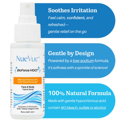 NueVue BioForce HOCl spray en poche 70 ml pour voyage.