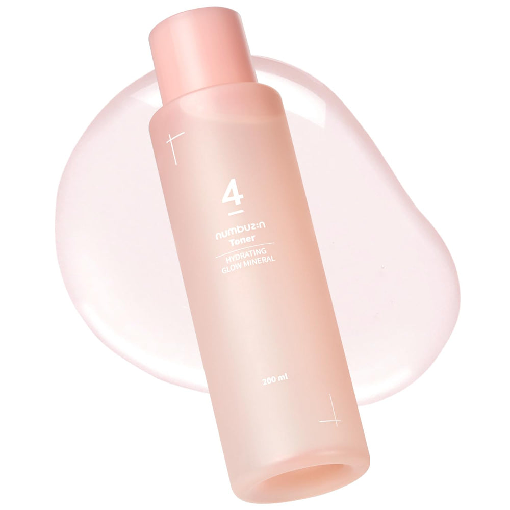 Numbuzin No.4 toner bottle close-up highlighting mineral hydration for soft skin
