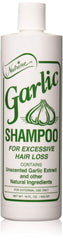 Nutrine Shampoing à l’ail sans parfum, bouteille, nettoie en douceur et revitalise le cuir chevelu.