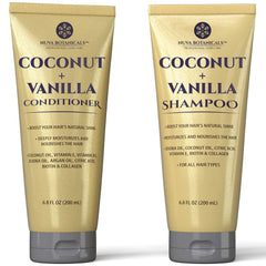Nuva Botanicals Coco Vanille shampoo bouteille: hydratation en profondeur et brillance.