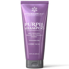 Nuva Botanicals Shampoing Violet – bouteille élégante qui neutralise les reflets jaunes.