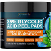 NUVADERMIS: pads glycolique 35% pour visage, peau plus nette après utilisation.