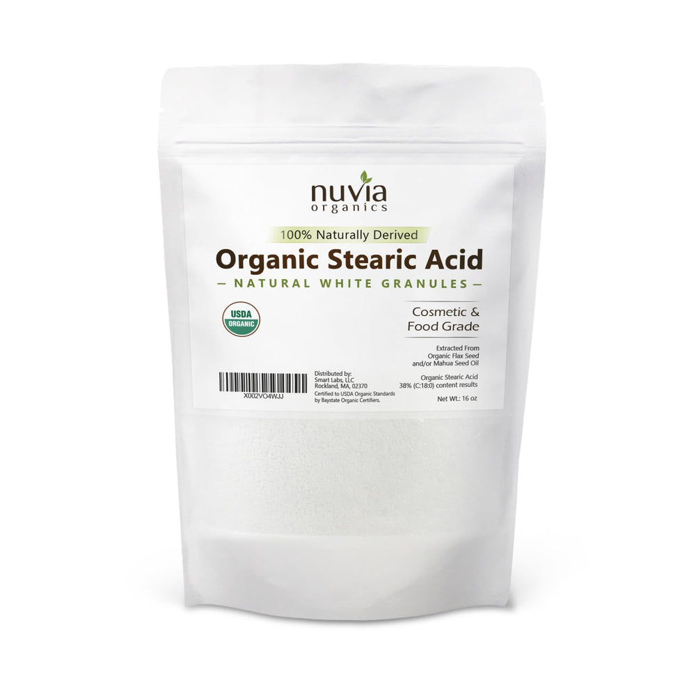Acide stéarique Nuvia Organics en flocon-poudre, prêt pour cosmétiques et savon