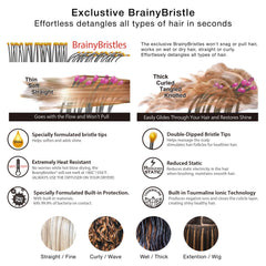 NuWay 4Hair, brosse démêlante, rose bonbon, têtes en nylon démêlant sans tiraillement