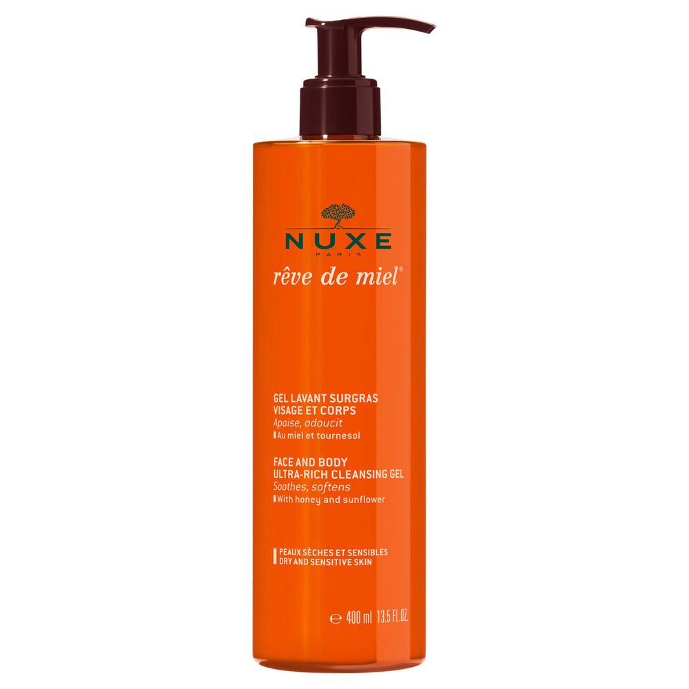 Nuxe Rêve de Miel, bouteille douche: douceur hydratante pour peau sensible.