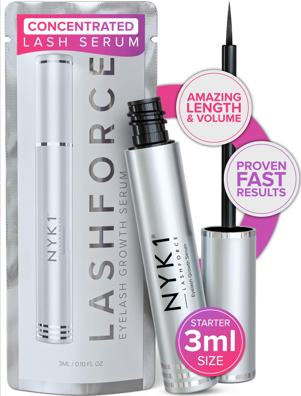 NYK1 LashForce, sérum cils, favorise la croissance naturelle des cils.