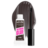 Nyx Brow Glue montre sa brosse ronde pour une application précise et durable.