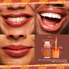 NYX Duck Plump Gloss texture brillance extrême sur les lèvres.