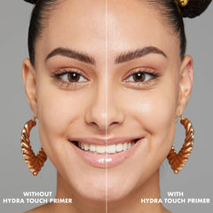 Peau lumineuse et veloutée après application du primer Hydra Touch