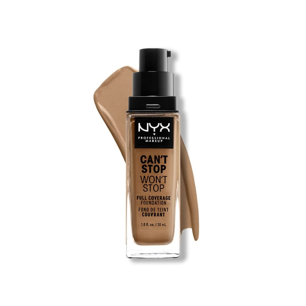 Fond de teint NYX Can't Stop Won't Stop, flacon et fini matte longue tenue.