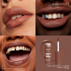Nyx Smooth Whip Matte Lip Cream échantillon couleur mat rend uniforme.