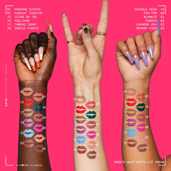 Nyx Smooth Whip Matte Lip Cream texture sans rugosité, lèvres lisses.