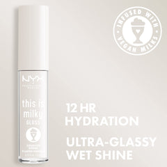 NYX This Is Milky Gloss Coquito Shake applicateur montre texture légère