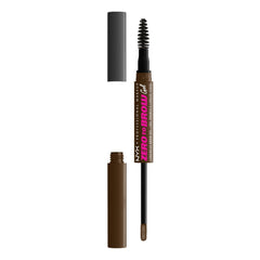 NYX Zero to Brow Gel Chocolat, applicateur-poire précis pour un remplissage contrôlé des sourcils.