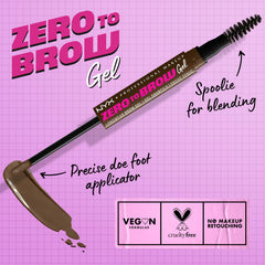 NYX Zero to Brow Gel Chocolat, brosse-spoolie pour estomper les traits et lisser les sourcils.