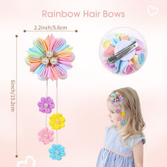 Noeuds cheveux OAOLEER fleurs grosgrain bleu, apporte une touche coloree aux looks scolaires.