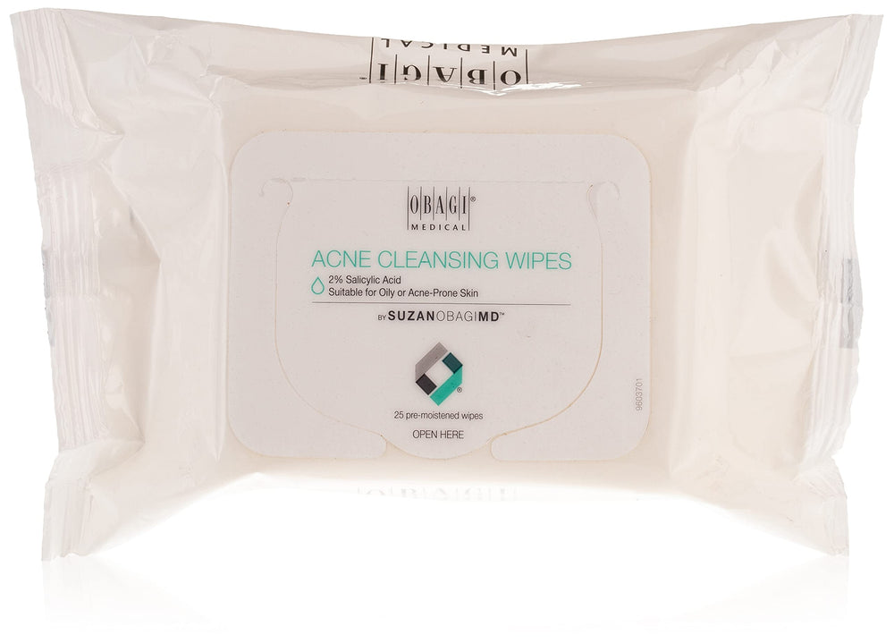 Lingettes nettoyantes Obagi SUZANOBAGIMD, emballage compact pratique en déplacement.