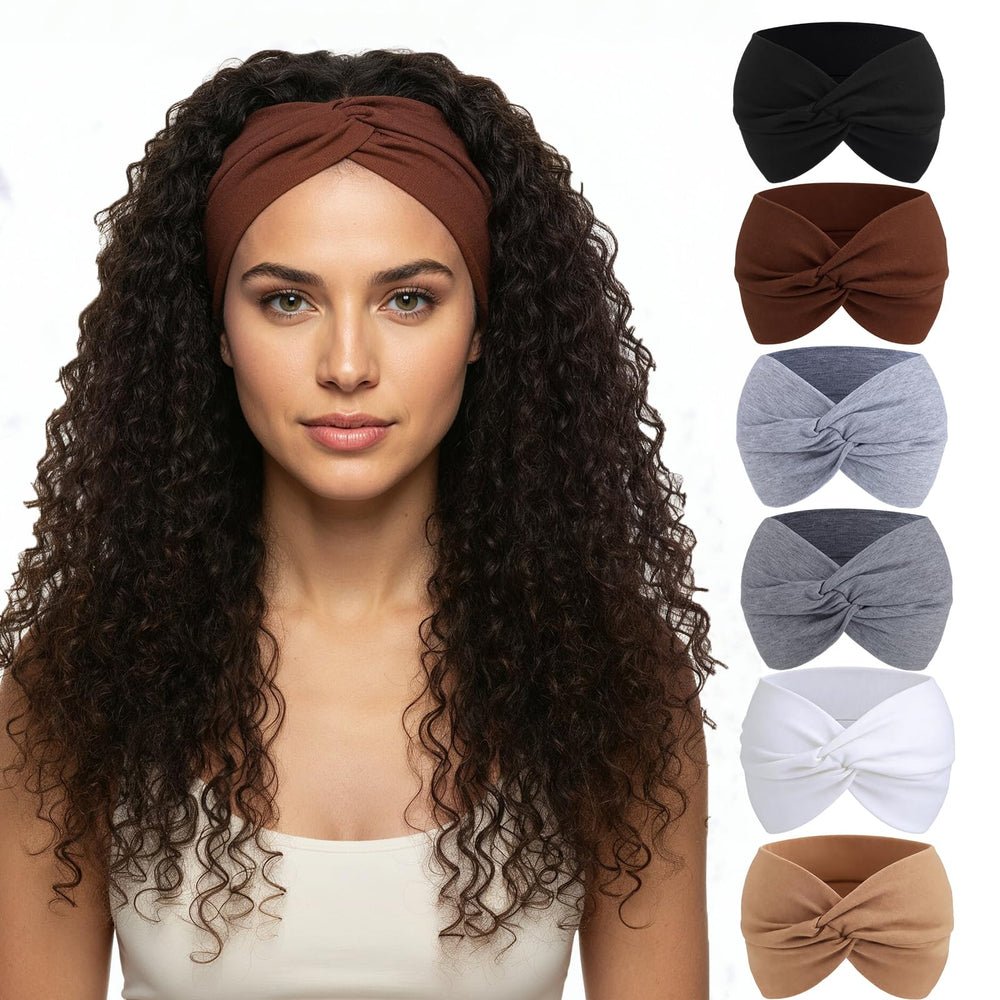 Bandeau turban large obeoby en coton, anti-sueur pour le sport.
