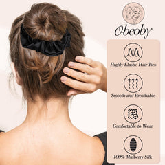Obeoby chouchou en soie mulberry brun, parfait pour soirées